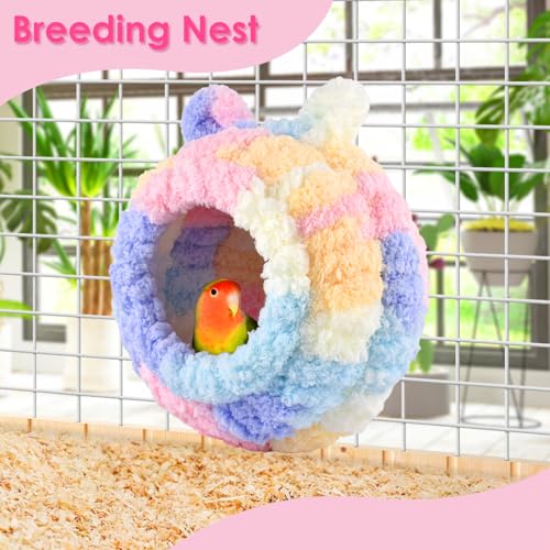 KATUMO Lovebird Nest, Bird Breeding Bed Parrot Snuggle Hut Conure House for Budgie Cockatiel Conure Lovebird Canary Finch Hamster Small Pets - size: L (Pink)