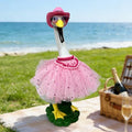 Porch Goose Garden Decor Statues Large White Yard Figurine with Outfit | Resin Statue Duck Wear Pink Dress and Hat, Weatherproof Outdoor Home Decorations Housewarming Birthday Gifts for Mom Women - style: star skirt goose