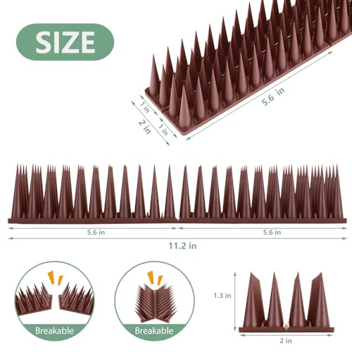 Bird Spikes, 8.4 Feet Bird Guard Spikes for Squirrel Cat Raccoon and Other Small Animals, Pigeon Spikes for Outdoor Fences and Roofs, Durable Plastic Bird Barrier Strips(9 Pack) - color: Brown, size: 9 pack
