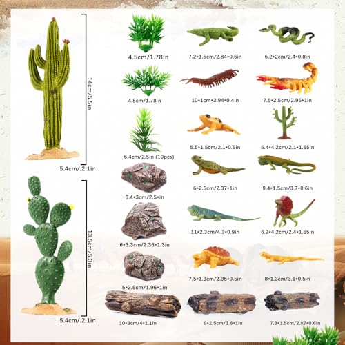 32PCS Desert Animals Figures, Realistic Lizard Reptile Toys for Kid | Desert Animal Figurines Set, Ideal for Diorama, School Projects, Sensory Play, Birthday Gifts, Cake Toppers, Non-toxic - style: Reptiles