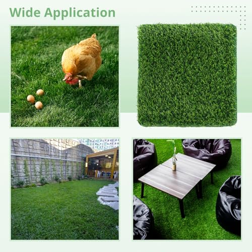 Homaisson 12PCS Chicken Nesting Box Pads, 12'' x 12'' x 1.2'' Artificial Turf Mats, Washable Fake Grass, Nesting Pads for Bedding Grass Rugs for Chicken Coops