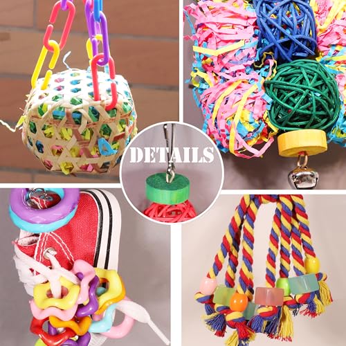 Parrot Parakeet Bird Toys, Cockatiel Budgies Cage Toys | Parrot Conure Shredding Foraging Toys with Rope Perch, Bird Cage Accessories for Cockatiel Budgies Lovebird