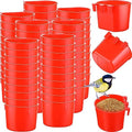 120 Pcs Cage Cups Chicken Feeder Cups 8 oz Plastic Hanging Birds Feeders and Waterers Bowl Feeding Bucket for Pigeon Poultry Parrot Rooster Rabbit Duck Supplies(Red) - color: Red