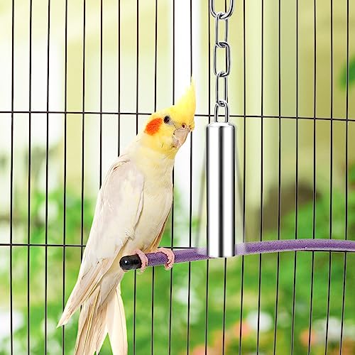 Wontee Stainless Steel Bell Toy Bird Cage Hanging Bite Toy for Parrot Parakeet Budgie Cockatiel Conure African Greys (S) - size: S