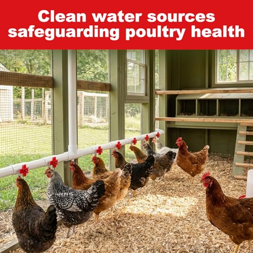 15 Pack Horizontal Chicken Nipples Waterer with 1/2" PVC Tee Fittings, DIY Automatic Poultry Watering System Kit with 2 Tapes and Drill Bit for Backyard and Farm Chicken Duck Quail, Side Mount Drinker