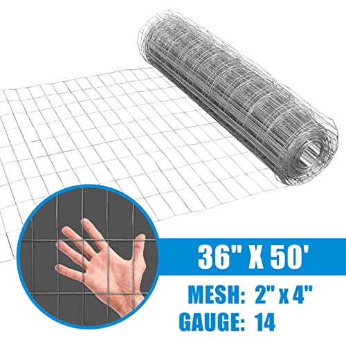 Fencer Wire Welded Wire 14 Gauge Galvanized Mesh Size 2 inch by 4 inch (3 ft. x 50 ft.) - size: 3 ft. x 50 ft.