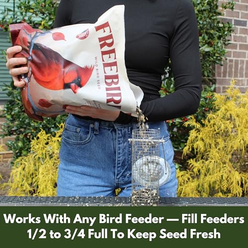 Freebird Premium Songbird Blend Wild Bird Seed for Outdoor Feeders - 5 lb | Premium bird food with black oil sunflower, safflower, millet and peanut pieces. Attracts cardinals, finches and chickadees.