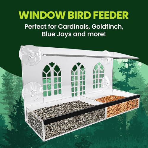 Acrylic Clear Window Bird Feeder with Strong Suction Cups, Removable Sliding Seed Tray, Weather-Resistant & Easy to Clean for Window Viewing, Bird Palace - size: Style: Bird Palace