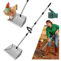 Chicken Poop Scooper, 2-in-1 Coop Scoop & Chicken Coop Rake, Sand Sifting Shovel with Adjustable Stainless Steel Handle, Up to 65 in, No-Bend Cleaning Tool - Patent-Pending (Black) - color: Black