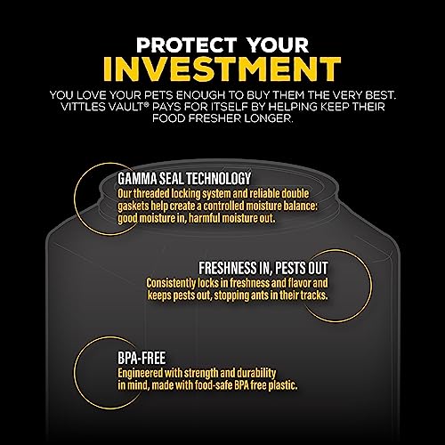 Vittles Vault Traditional Pet Food Storage Container For Dog Kibbles/Bird Seed/Oatmeal/Rice/Flour/Cereal, BPA Free Plastic, Sealed Airtight For Cat Food, Up To 80 lb, Made in USA, With Scoop, Gray - size: 80 Pounds