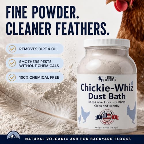 5.5lb Chickie-Whiz Chicken Dust Bath - Made in USA - All Natural Volcanic Ash Dust Bath for Chickens - Healthier Eggs & Feathers - Chicken Coop Accessories for Farms by Billy Buckskin Co. - size: 1 x 5.5 LB