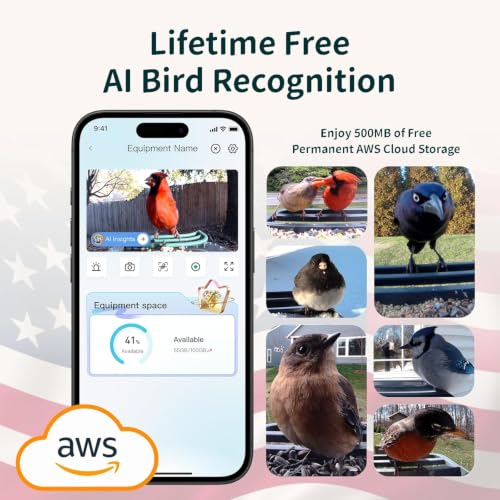 Smart Bird Feeder with Camera Solar Powered,2K UHD Video Live Stream,Easy Set Up,AI Bird Species Identification, Auto Capture Videos&5MP Photos,Instant Alerts,Gifts for Bird Lovers