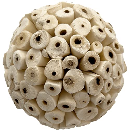 by M&M 5108 Mega 4 Inch Sola Ball Pk2 - Large Handmade Natural Sola Wood Bird Foot Toys, Shreddable Spheres, Great for Chewing Beaks and Grabbing Feet, Excellent for Med to Lg Birds - color: Mega Sola Balls, size: Pack 2