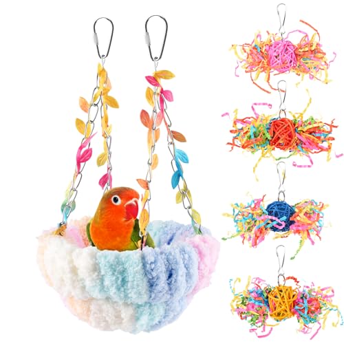 KATUMO Budgies Nest, Conure Snuggle Bed Bird Swing Bed Parrotlet Breeding Nest Finches Nest for Small Animals, Size Small - color: Pink, size: 5.5"L x 5.5"W x 3.0"Th