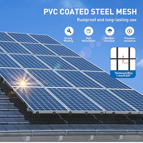 Solar Panel Bird Guard 8 Inch x 100 Ft for Pigeon Squirrel | PVC Coated Welded Wire Mesh Critter Guard for Solar Panels with Fasteners, Solar Screen for Pigeon Netting Bird Proof - color: 8IN x 100FT