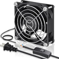 GDSTIME 80mm x 25mm EC Axial Cooling Fan, 110V 120V AC, Dual Ball Bearing | 80x80x25mm, 80-240V Wide, 2W Low Power, ON/OFF Switch, Brushless Motor, for Incubator, Mushroom Grow, Greenhouse Ventilation - size: 80x25mm