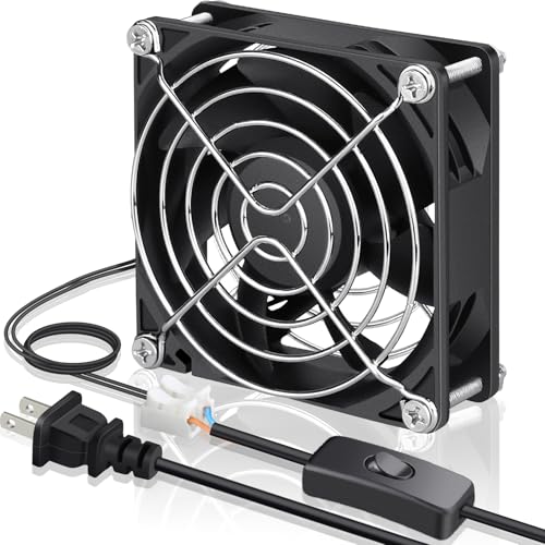 GDSTIME 80mm x 25mm EC Axial Cooling Fan, 110V 120V AC, Dual Ball Bearing | 80x80x25mm, 80-240V Wide, 2W Low Power, ON/OFF Switch, Brushless Motor, for Incubator, Mushroom Grow, Greenhouse Ventilation - size: 80x25mm