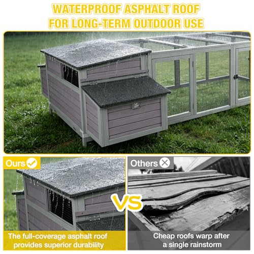 Aivituvin Chicken Coop Outdoor Duck House with Large Run and Two Sided Nesting Boxes for 4-6 Chickens 103" L - size: 103.0"L x 67.0"W x 28.0"H