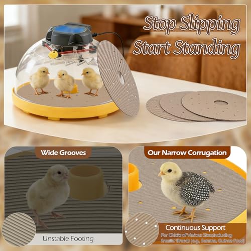 12 Pack Upgraded Corrugation Hatching Mat with Ventilation Holes, Textured Disposable and Absorbent Hatch Floor Covering, for Stable Chick Footing and Humidity Balance in 24-Egg Incubators