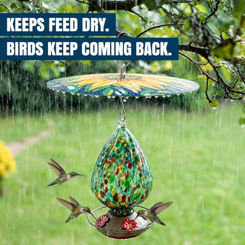MEKKAPRO Bird Feeder Baffle & Rain Guard, 32cm Weatherproof, Yellow | Sunflower Pattern Shields Feed from Rain, Fits Hummingbird, Tube, Thistle & Hopper Feeders, Rust-Proof Steel Hardware, S-Hook - color: Yellow Flower