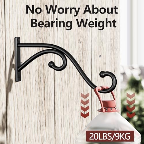 Plant Hook Hanging Plant Brackets - 2 Pack 10 Inch Plant Hanger. | Metal Plant Wall Hooks for Hanging Flower Basket, Lanterns, Bird Feeder, Wind Chimes Indoor & Outdoor. - size: 10 Inch