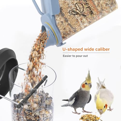 Bird Seed Storage Container Portable-3 Qt/2.8 L Clear Plastic Pet Food Container-with Measuring Cup,Airtight Wild Bird Seed Dispenser for Storing Sunflower Seed|Squirrel proof|BPA Free-Blue - color: Blue(Bird)