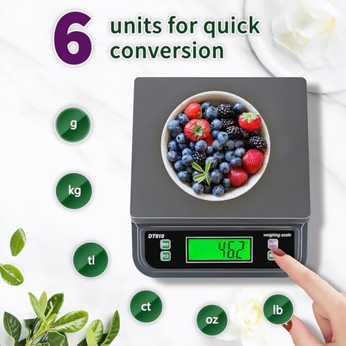 66lbs/30kg Large Digital Kitchen Scale with 6 Unit & Tare Funtion | Food Scale for Baking Cooking Bread Meat Scales with Prep Counting LCD Display with Adapter Grey - color: Grey-30kg, size: Grey-30kg