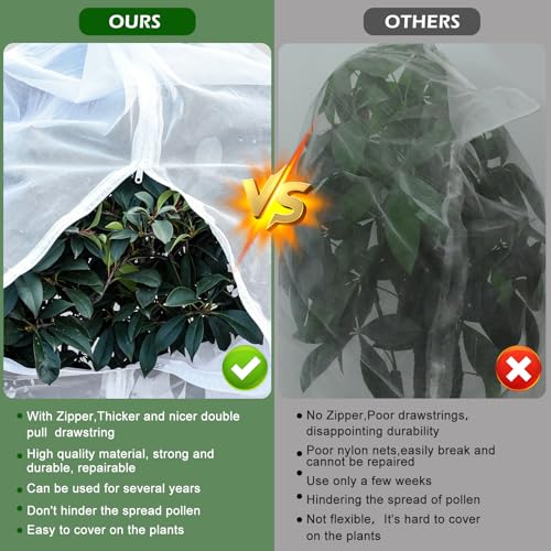 8 x 8ft Large Fruits Tree Netting, Garden Mesh Insect Tree Cover with Zipper Drawstring Bird Barrier Net Plant Bags Blueberry Bushes Protection Plant Cover for Prevent Animals Deer Squirrel Bug - size: 8×8Ft/ 1pcs/ zipper