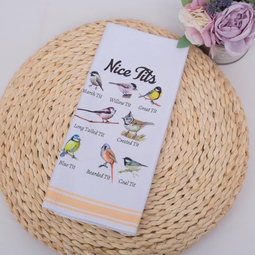 LXOMILL Funny Bird Kitchen Towels Bird Watching Gift for Bird Lovers - color: Nice Tits