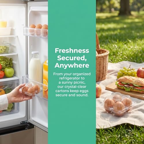 DOITOOL 30 Pcs Clear Egg Carrier Portable Egg Storage Box for 4 Eggs Transparent Tray Packaging Box for Refrigerator Cabinet Camping Picnic Travel