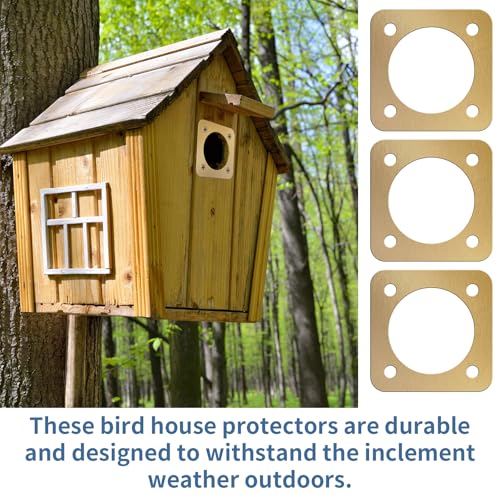 10Pcs Bird House Guard with Copper Portal 1 1/2 Inch Opening, Rustproof Metal Bluebird House Predator Guard with Screws, Woodpecker & Squirrel Proof Birdhouse Hole Protector for Outdoor Nesting Box