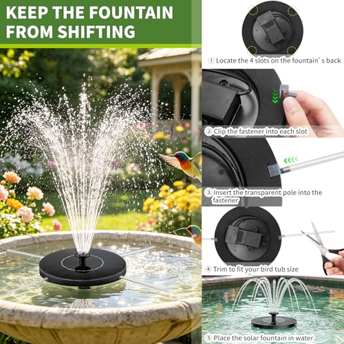 1.5W Solar Fountain, Solar Water Fountain with 6 Nozzles, Solar Water Pump Floating Fountain for Bird Bath, Pond, Garden, Pool, Fish Tank - color: 1.5w Solar Fountain Pump