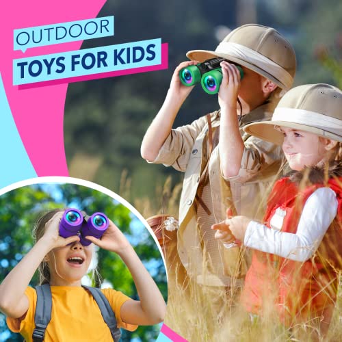 Girls Toys Age 3-7: LET'S GO! Compact Bird Watching Binoculars for Kids Ages 3 4 5 6 7 Year Old Girl Boy Gifts Idea Outside Travel Educational Toy for Kid Preschool Toddler Stocking Stuffers - color: Purple