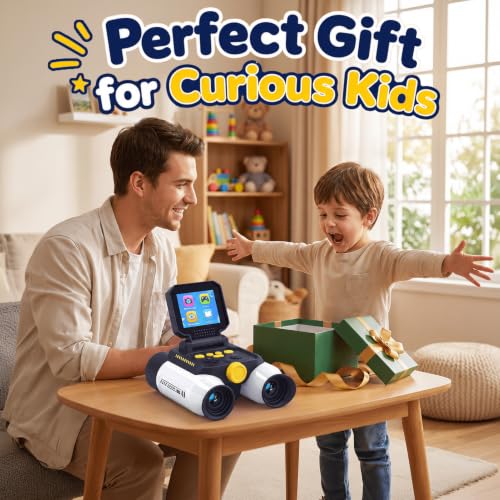 Binoculars for Kids with Night Vision,48MP Photo & 1080P Video | 10X Optical Zoom Digital Binoculars with 2.4" IPS Screen, 20 Built-in Games, STEM Outdoor Toys Gift for Boys Girls Age 4-12 - color: White