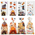 Soarvita Halloween Treat Bags – 100pcs Clear Goodie Bags with 110pcs Twist Ties for Candy Cookies and Gifts Packaing, Halloween Trick or Treat Party Favors Wrapping - color: Halloween-100pcs