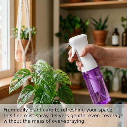 VIGOR PATH Continuous Mist Purple Spray Bottle 200ml Fine Mist for Hair | Aerosol Free Reduces Hand Fatigue Salon Refillable Lightweight Cleaning - color: PURPLE