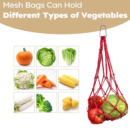 Hanging Poultry Feeder Net 2pcs - Chicken Veggies Bag, Chicken Toy for Coops, Hanging Vegetable Bag, Enrichment Toy for Hens Ducks Coops (Red) - color: Red