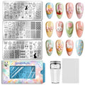 PH PandaHall 3pcs Rabbit Nail Stamping Plates, Eggs Carrot Nail Art Templates Stainless Steel Image Plate Stencils with Tool for DIY Print Manicures Salon Design Supplies - style: Easter