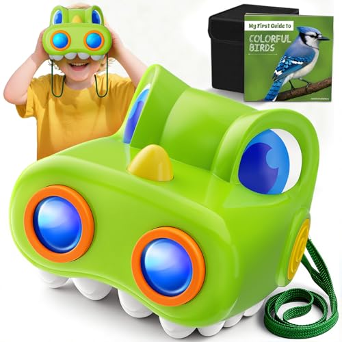 Dinosaur Toys for Boys Age 3-12 Kids Binoculars, Dinosaur Binoculars with Compass & Bird Watching Manual,3 4 5 6 7 8 9 10 11 12 Year Old Boys Toys, Outdoor Camping Exploration (Green)