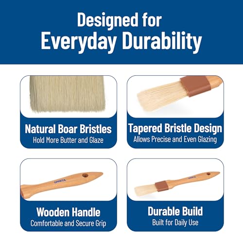 SPARTA Kitchen Basting Brush – 4037200 Basting Brush for Cooking Flat Boar Bristle Brush, Hardwood Handle for Kitchens, Restaurants, Catering, High Heat Food Prep, 1in, Pack of 12 - size: 1" Wide Flat Brush