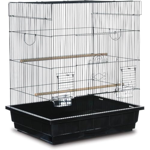 HomeStock Square Roof Bird Cage - Durable Metal Bird Habitat with Spacious Interior White - color: White