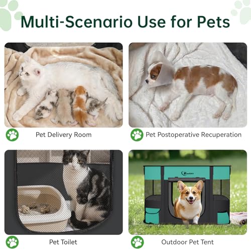 Siedihit 31" Dog Playpen,Cat Puppy Pen, Pet Portable Crate Indoor Outdoor | Durable Travel Camping Use,Foldable Dog Kennel Tent Cage for Rabbit Small Animals with Carrying Case(Green, Medium） - color: Green, size: Medium