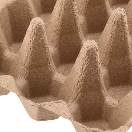 SEUNMUK 50 Pack 12 Cell Empty Egg Cartons,Brown Pulp Fiber Egg Tray Holder Stackable Egg Container holder with Lids for Storing Eggs ﻿ - size: 50 Pack 12 Cell