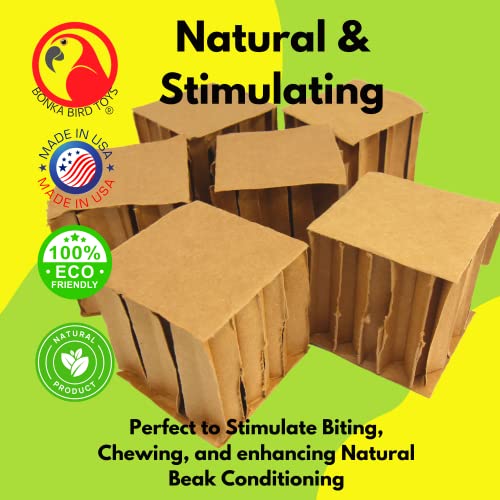 Bonka Bird Toys 2296 Pk6 3" Square Cardboard Cubes Parrot Chew Foot Talon Cage Toy, Conure, Amazon, African Grey, and Similar - size: 6pcs - 3"