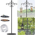74.5" Shepherd's Hook Stand，Bird Feeder，Wind Chime, Waterproof Metal & Adjustable-Height Pole Holder for Lantern ，Hanging Plants Indoor & Outdoor（2 Placement Racks - color: Black