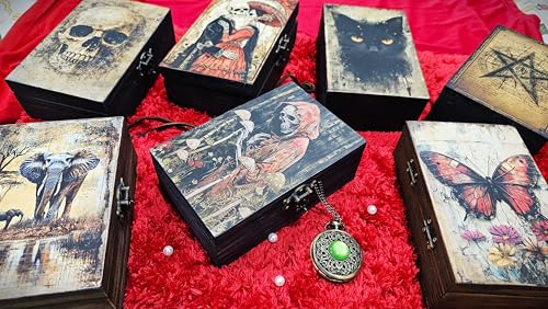 RK Collections Gothic Celestial Black Magic Wooden Boxes (Skeleton) - style: Skeleton
