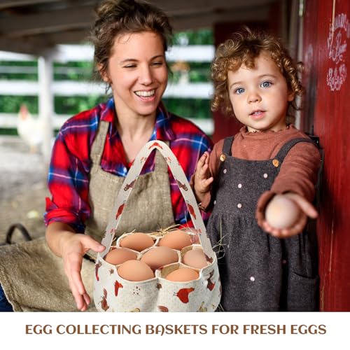2 Pieces Egg Basket Mini Egg Collecting Bags Gathering Basket with 7 Pouches for Farmhouse Chicken Hen Duck Goose Housewife Garden Transporting Storage, 8 x 2.6 Inch(Retro) - color: Retro
