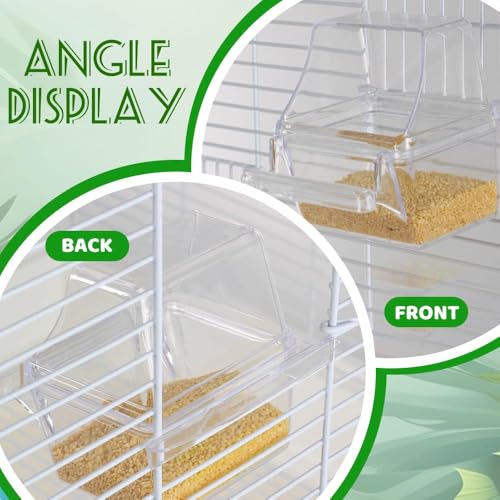 2 Pack Bird Feeders for Cage, No Mess Clear Hanging Parrot Food Bowl, Plastic Slot Food & Water Dispenser Bowl Set, Bird Cage Accessories for Hamsters,Pigeons,Parrot - size: 2