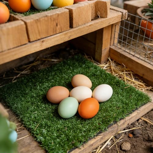 12 Pack Chicken Nesting Pads for Chicken Coop, 12”x12” Nesting Box Pads Washable Reusable Artificial Grass Carpet Synthetic Turf Mat for Hen Laying Eggs, Garden Lawn
