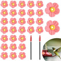 30 Pieces Hummingbird Feeders Replacement Flowers and 2 Cleaning Brushes, Feeding Ports Replacement Bird Feeder Replacement Parts for Hanging Feeding Hummingbird Outdoors(Pink) - color: Pink